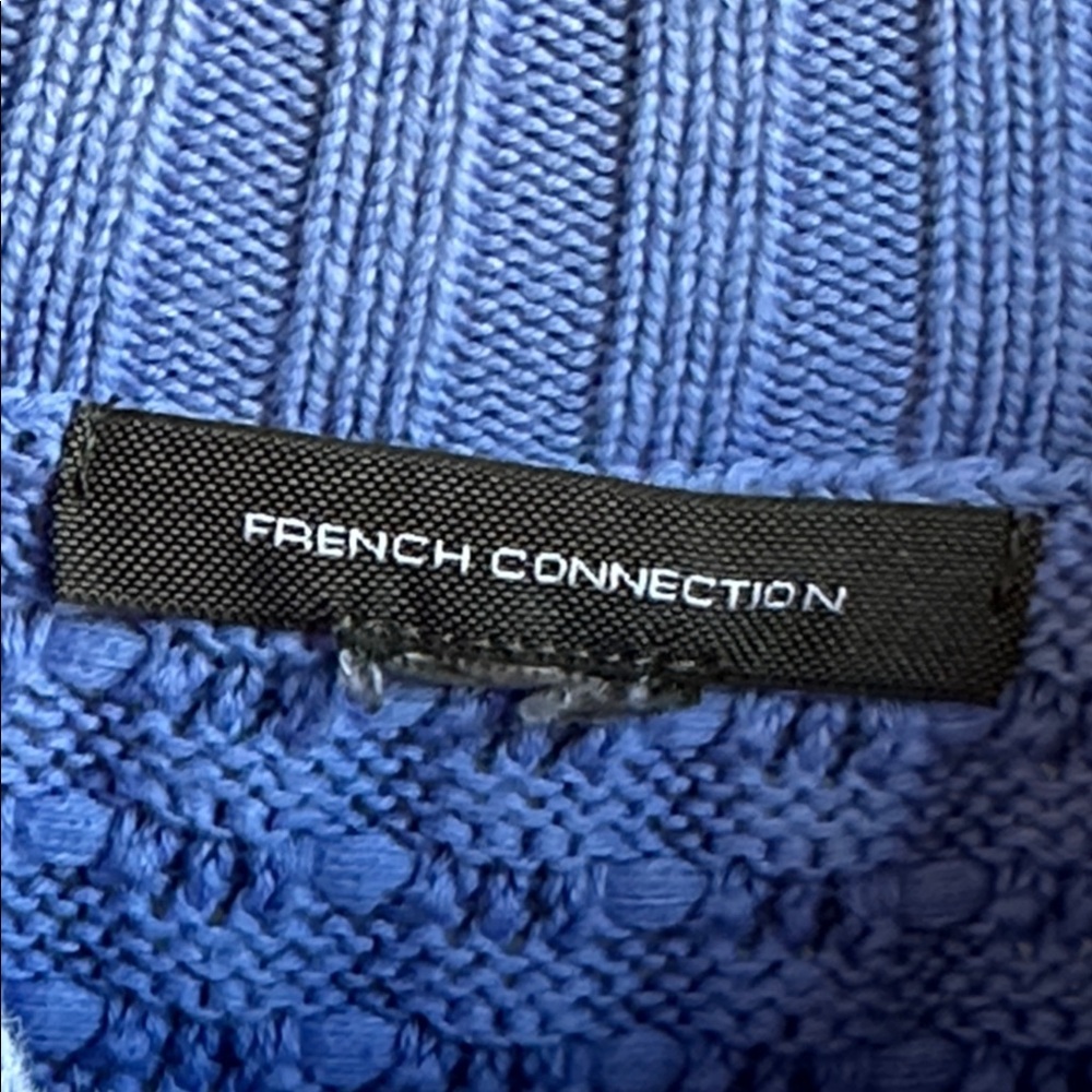 French Connection Luna Mozart cotton waffle-knit sweater in periwinkle, size L - Picture 6 of 7